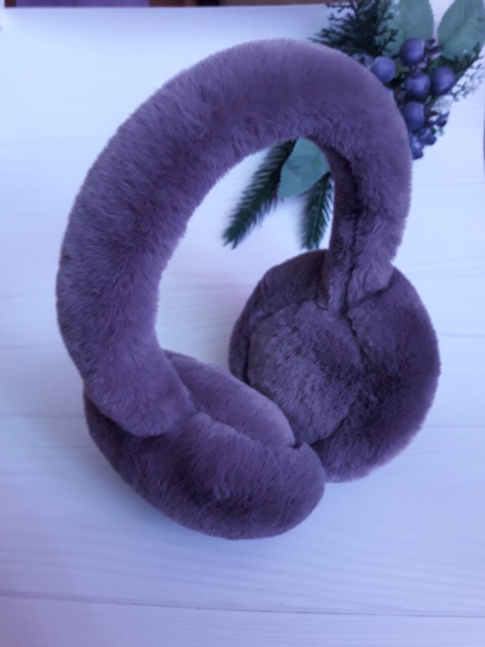 Faux Fur Earmuffs in Dark Purple