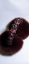 Load image into Gallery viewer, Arctic Fox Fur earmuffs with crystals in Burgundy