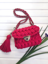 Load image into Gallery viewer, Fuchsia Cotton Purse with Long Strip