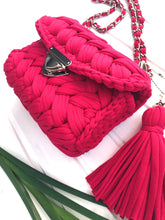 Load image into Gallery viewer, Fuchsia Cotton Purse with Long Strip