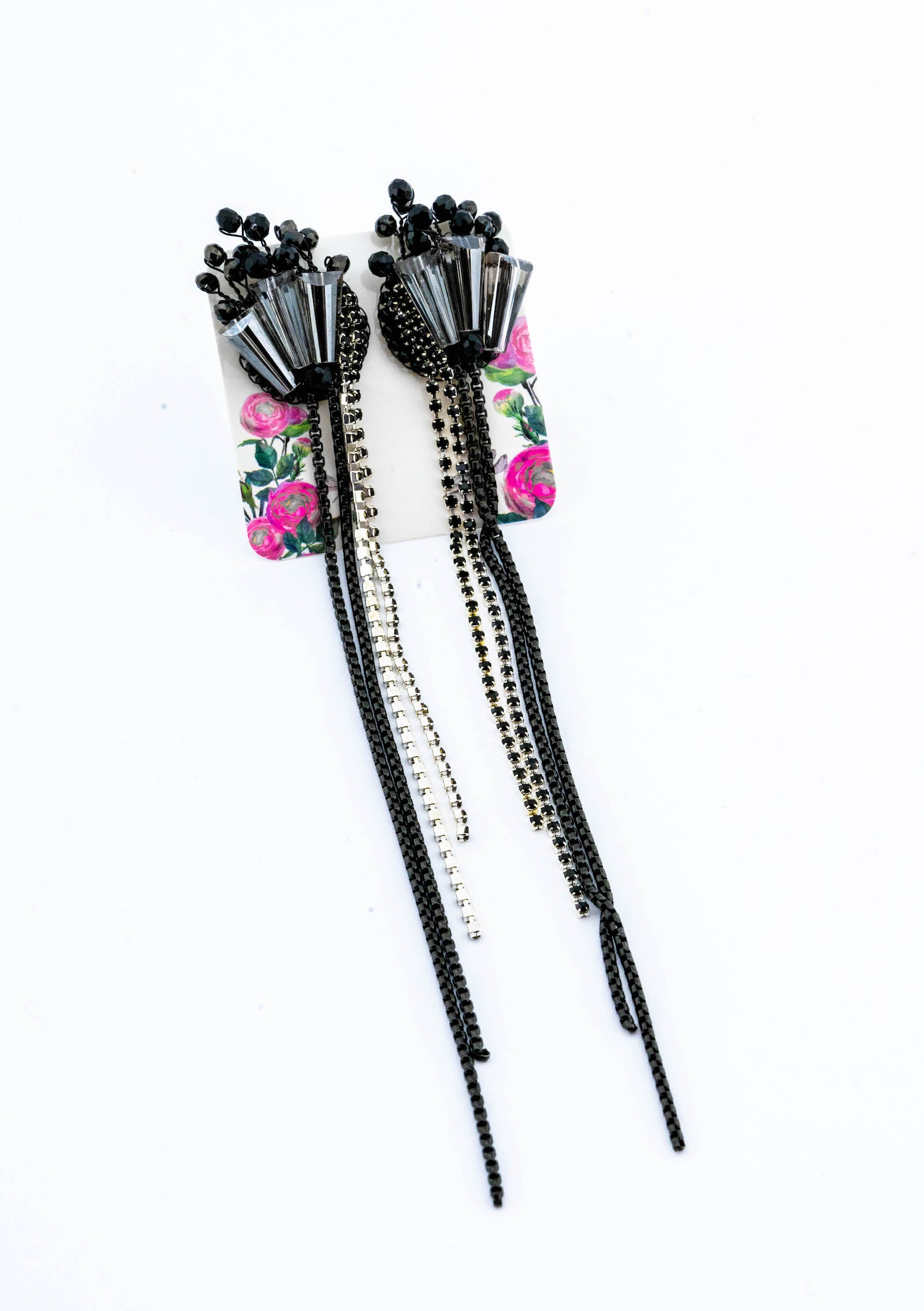 Black Metal Tassel Earrings