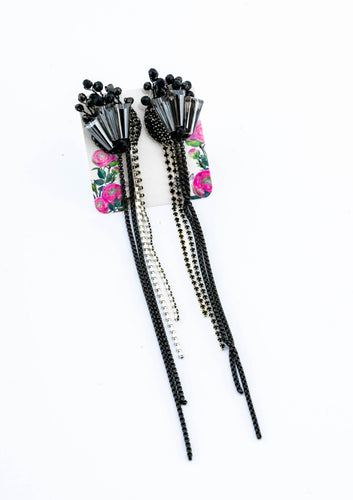 Black Metal Tassel Earrings