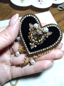 Heart Earrings + brooch set