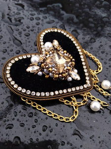 Heart Earrings + brooch set