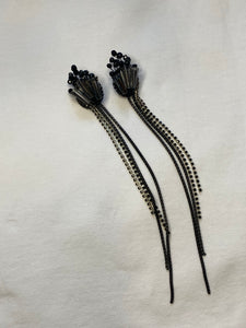 Black Metal Tassel Earrings