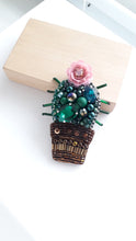 Load image into Gallery viewer, Cute Cactus Brooch with Pink Flower