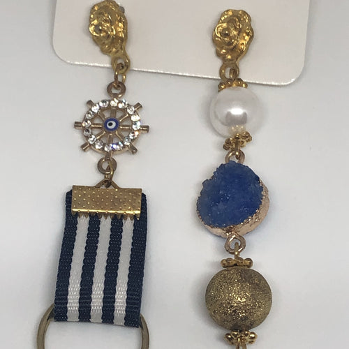 Sea Inspired Earrings in Blue and Gold