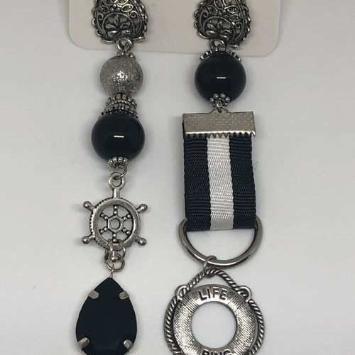 Sea Themed Earrings in Black and Silver