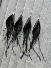 Load image into Gallery viewer, Black Earrings with Feathers-Silver Lock