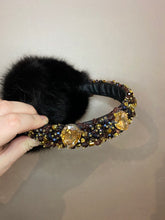 Load image into Gallery viewer, Gold Diamond Rabbit Fur Earmuffs