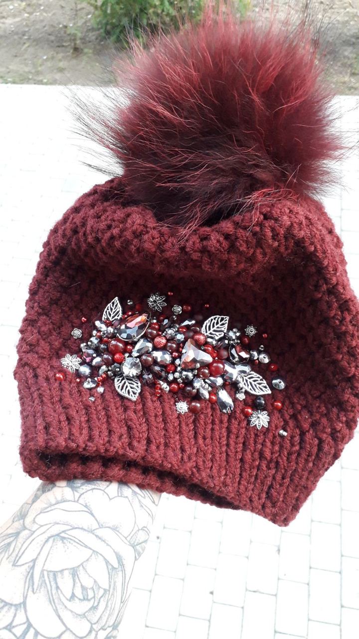 Beaded Handmade Hat and gloves
