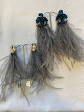 Load image into Gallery viewer, Grey Earrings with Feathers
